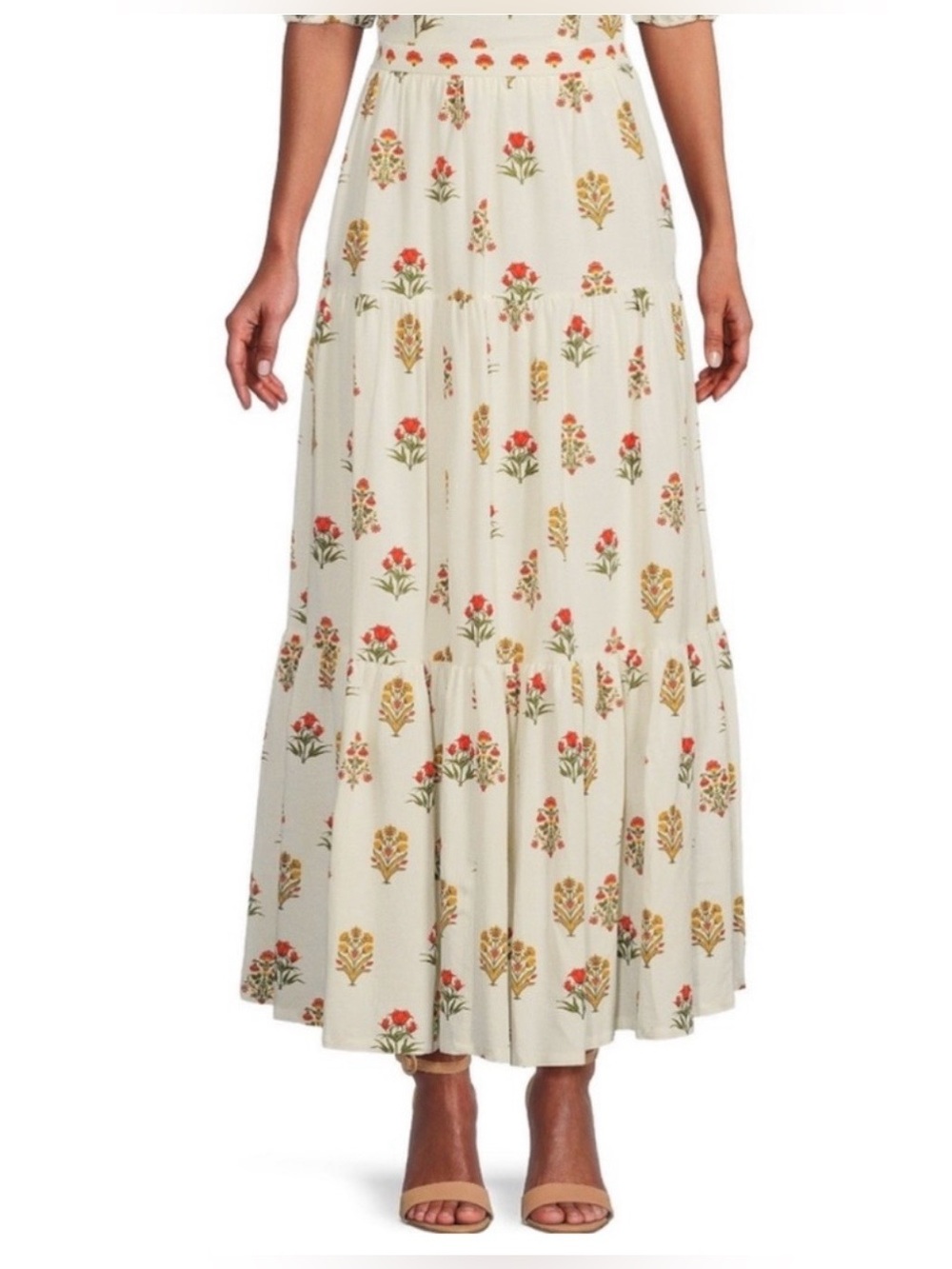 Antonio Melani isabelle a-line floral tiered maxi skirt Size 14 prairie cottage